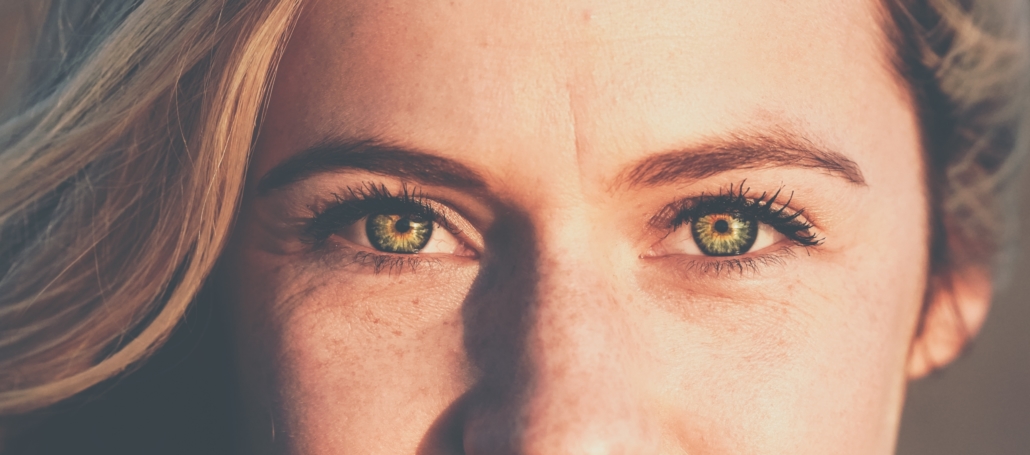 closeup of hazel eyes on a woman