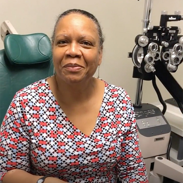 A Visionary Eye Doctor patient in an eye exam room