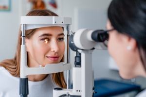 young woman getting an eye exam