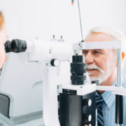 man getting eye exam