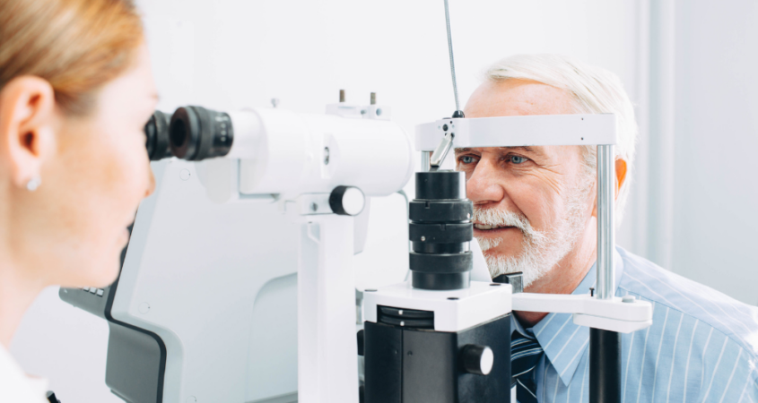 man getting eye exam