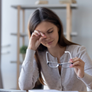 Picture of a woman suffering from dry eye.