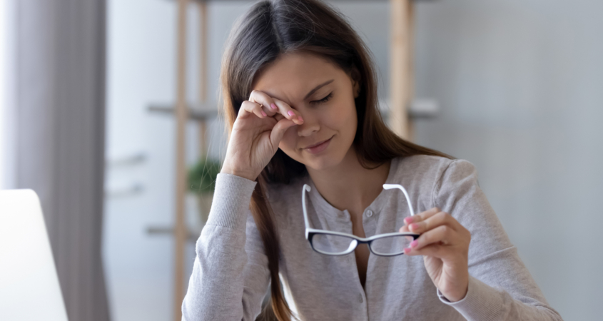 Picture of a woman suffering from dry eye.